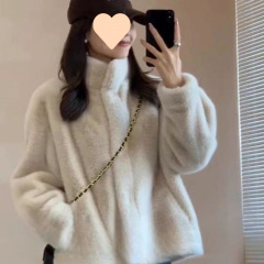 2025冬季加厚小个子短款立领仿水貂绒金貂绒皮一体毛外套女