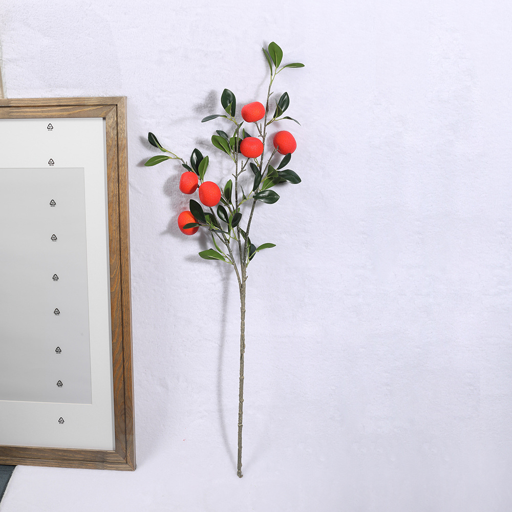Artificial naranja al por mayor fruta rama Navidad decoración apoyos de espuma boda salón Berry falso flor adornos