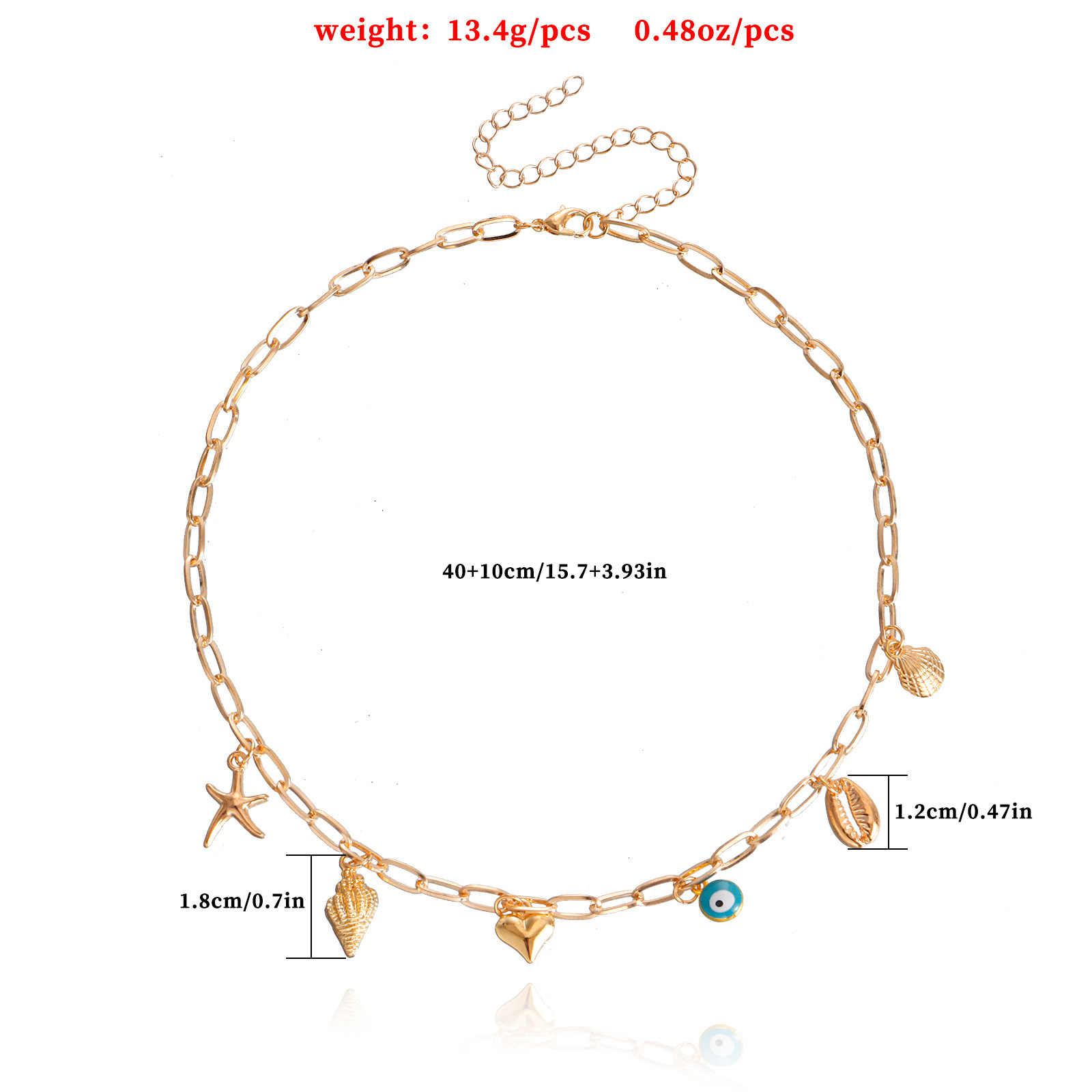 18g Weight Alloy Pendant Material Necklace Classification Alloy Chain Material 1 Piece Quantity Daily Occasion Alloy Material Devil's Eye, Starfish, Heart Shape Pattern Women's Gender Marine Style Style Marine Style Devil's Eye Starfish Heart Shape Alloy Wholesale Necklace 无