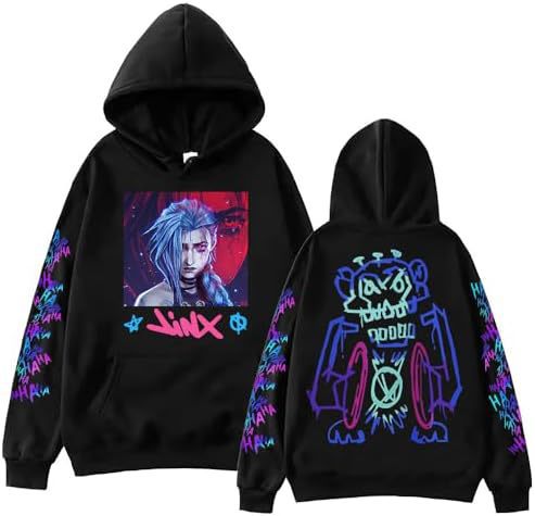 ElegancwCLOW Anime Arcane-Jinx Hoodie Harajuku Hip Hop Pullo