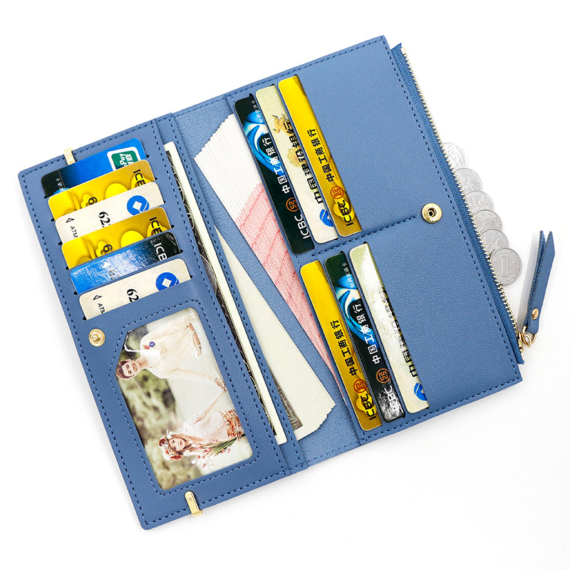 Moda de cuero esmerilado de las mujeres larga Cartera de gran capacidad titular de la tarjeta monedero embrague cremallera cartera de las mujeres