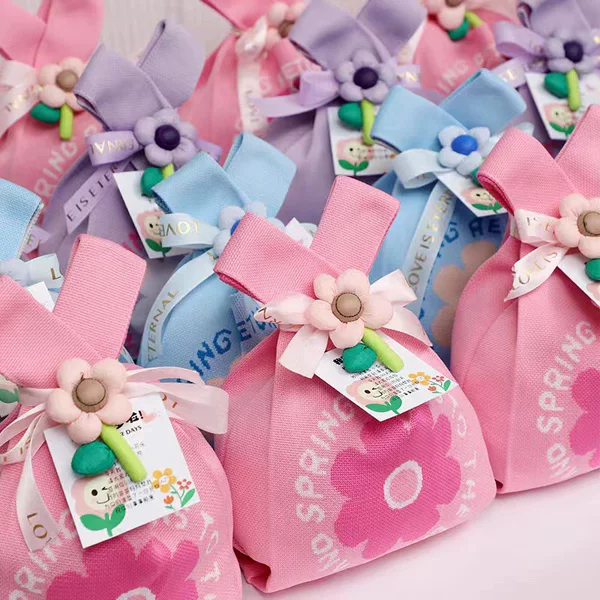 Holiday Gift Package Knitted Bag Goddess Day Cute Floral Gift for Employees Tote Bag Korean Style Souvenir Knitted Bag