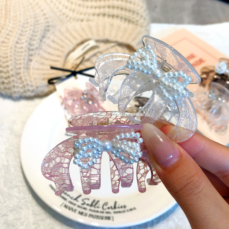 Super fata creativo pizzo modello trasparente colore piccola clip perla fiocco zucca squalo clip dolci accessori per capelli_voghion.com