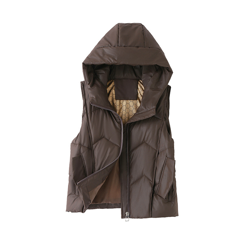 estudiantes chaleco de algodón para mujeres 2024 nuevos productos corto encapuchado multi-combinante grueso coreano delgado chaqueta caliente image 6