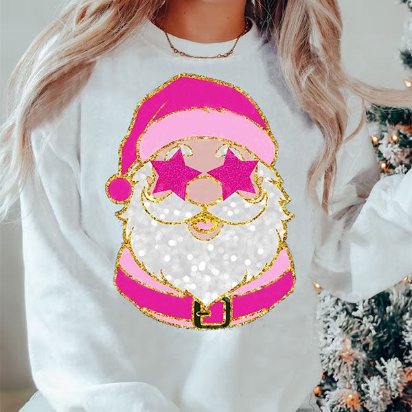 Santa Claus ojos estrella Navidad mujeres Comercio exterior suéter de cuello redondo Amazon EB manga larga dibujos animados image 1