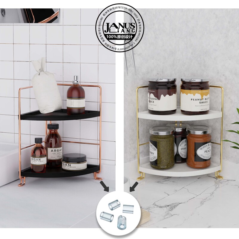 [1.0 plate 2-layer fan-shaped] perfect use of space neat desktop corner rack