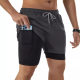 Cross-Border Men's Sports and Leisure Outdoor Fitness Running Training Pants Two-In-One Men's Shorts