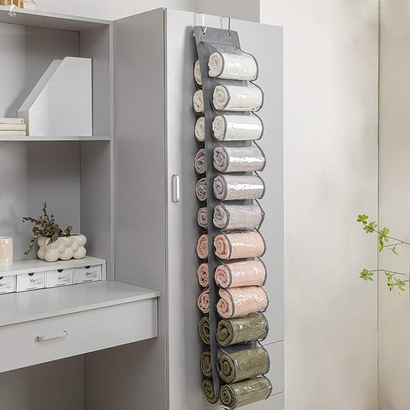 Double-sided 24-grid hanging storage yoga pants towel clothes miscellaneous items wardrobe transparent household door back storage hanging bag 