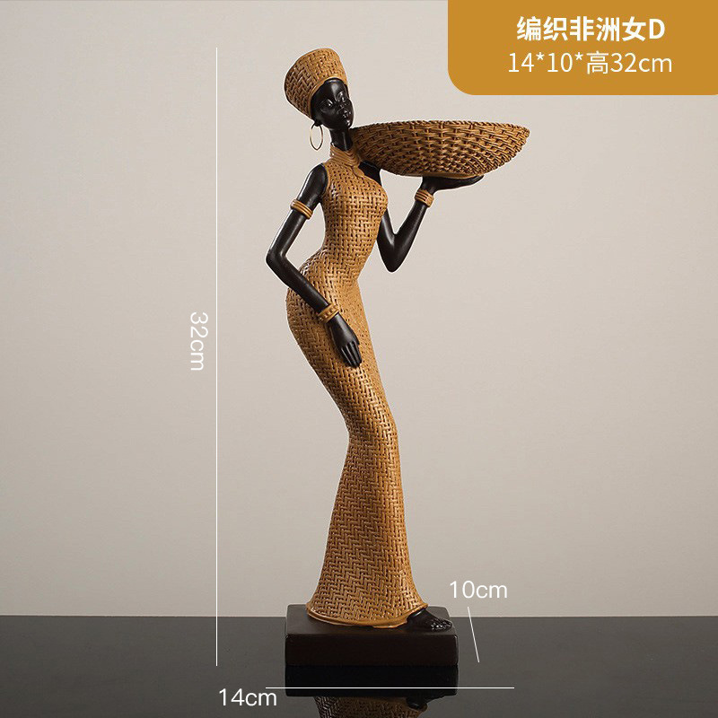 北欧创意复古非洲艺术女士雕像摆件设计师款家居客厅咖啡厅酒吧|undefined