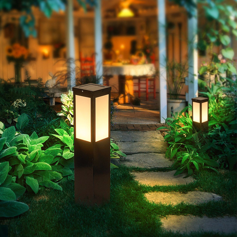 LED Solar Square Lawn Lamp, Simple and Modern Garden Outdoor Grass Lamp, Villa Park Landscape Courtyard Lamp