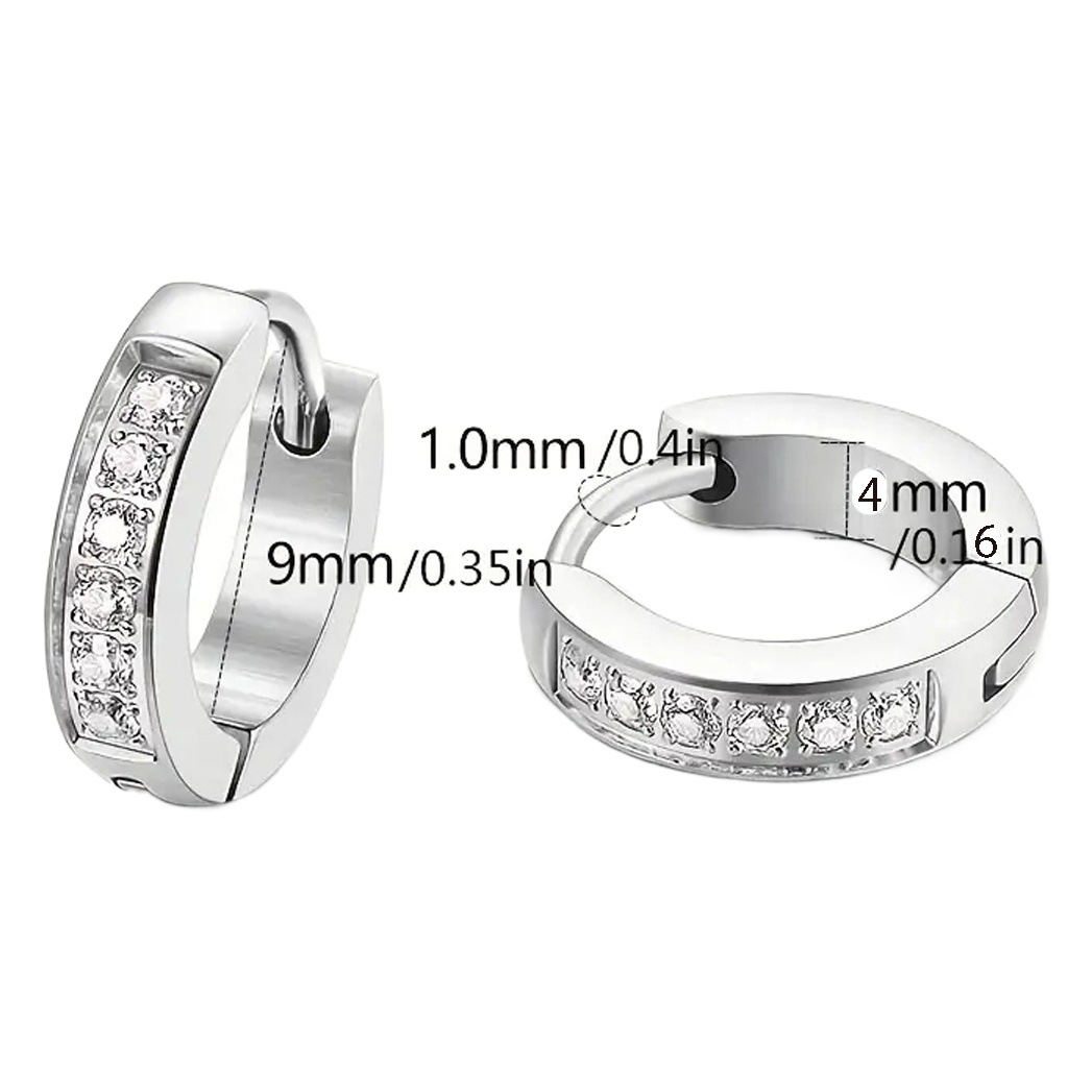 Cross-border foreign trade popular Diamond-embedded white stone fashion titanium steel stud earrings stainless steel earrings jewelry men and women ear buckle