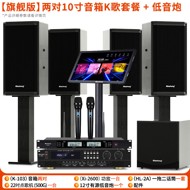 QIASHENG ファミリー KTV オーディオセットフルセットのカラオケマシンホームプロフェッショナルカラオケカラオケマシンスピーカー機器|undefined