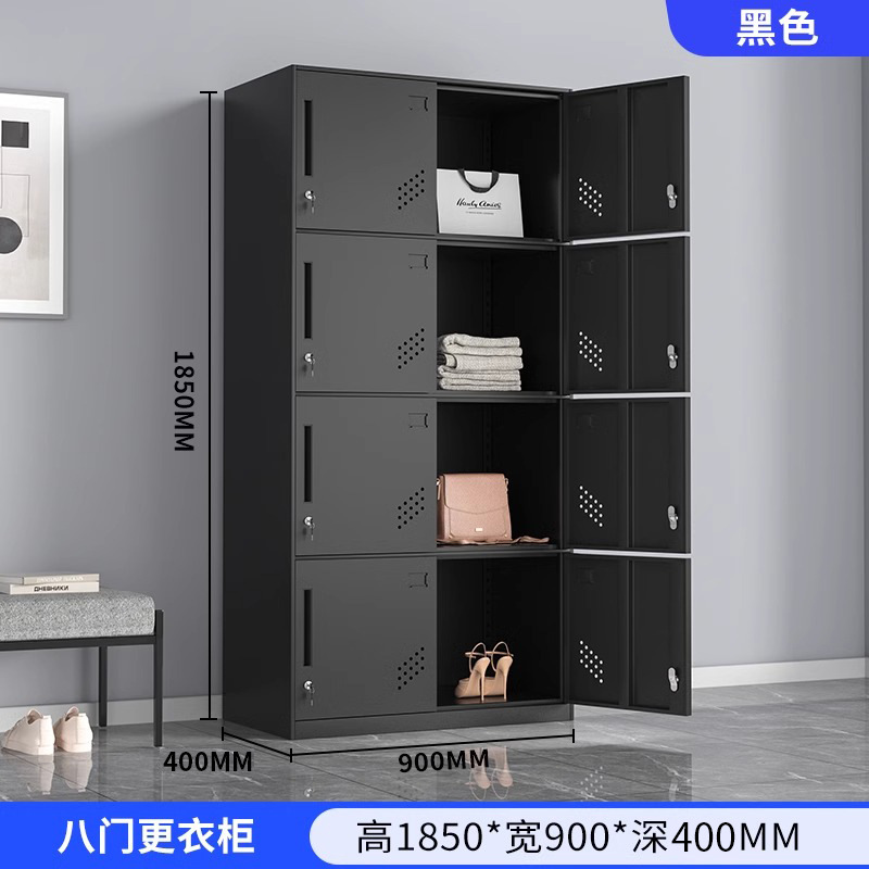 퓨어 블랙 8도어 옷장