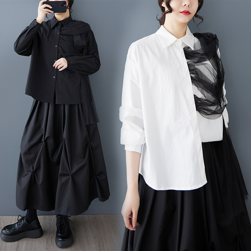 Spring retro solid color design fashionable shirt