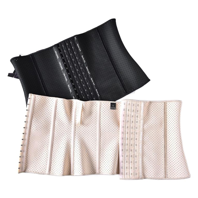 Látex fino deportes cintura sello postparto vientre cinturón suave transpirable fuerte vientre que forma corsé de goma cinturón 13 hebilla