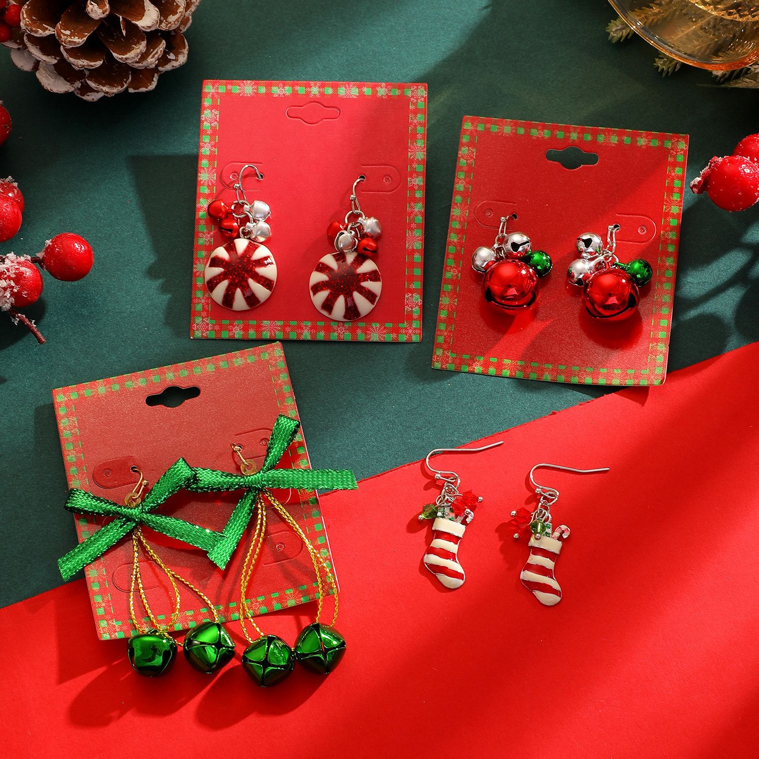 Christmas Ornaments, Creative Christmas Tree Earrings, Simple Snowman Bell Earrings for Women, Cross-Border Festive Holiday Accessories