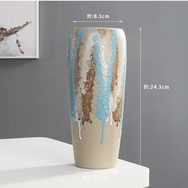 軽い豪華な陶磁器の花瓶の中国式の復古の客間は件の乾いた花の水を飾って生け花器の手作りの陶缶の花器の装飾を植えます。|undefined