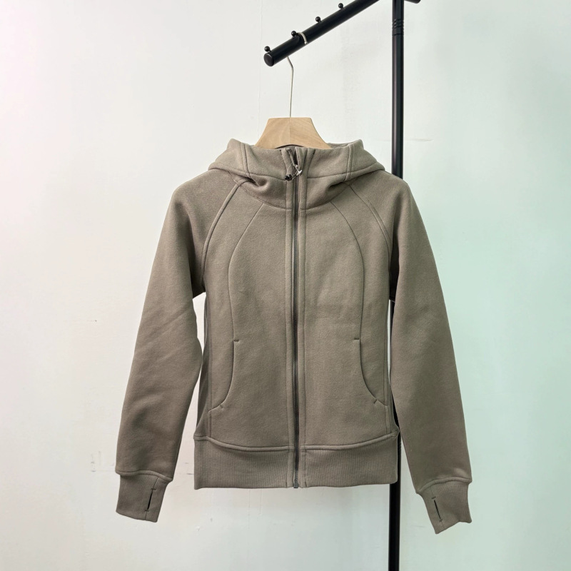 Lulu-style scuba slim-fit fleece sweatshirt yoga spring and autumn jacket cardigan sporty slimming versatile