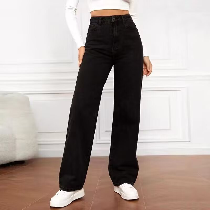 Foreign Trade Amazon Aliexpress Hot-Selling Women's Jeans Straight-Leg High-Waisted Plus-Size Loose Casual Long Pants Cross-Border Foreign Trade Amazon Aliexpress Hot-Selling Women's Jeans Straight-Leg High-Waisted Plus-Size Loose Casual Long Pants Cross-Border