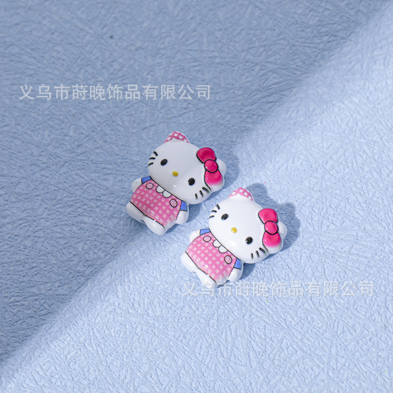 亜鉛合金ペイントかわいい漫画 KT 猫穴あき diy 携帯電話チェーンヘアアクセサリーブレスレットビーズジュエリーアクセサリー材料|undefined