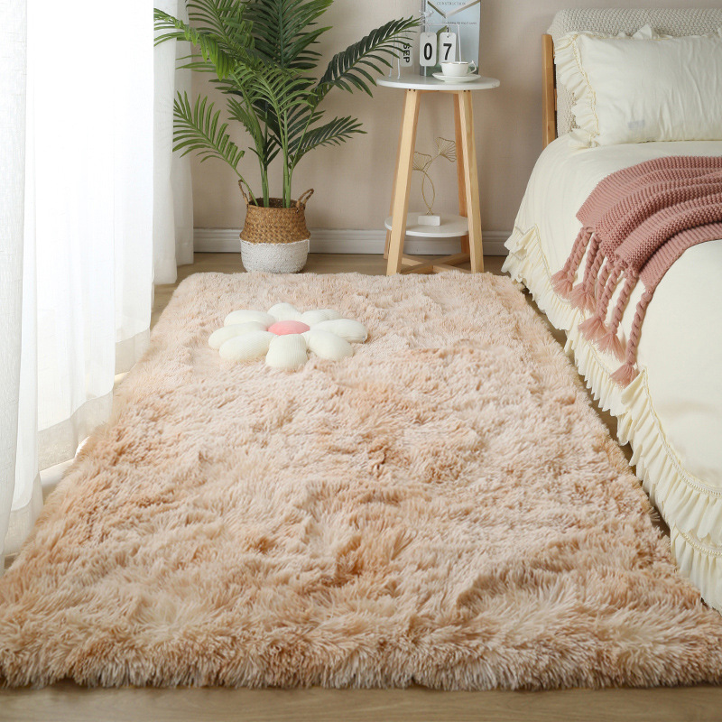 Alfombra mullida para dormitorio – tapete largo junto a la cama o sala, felpa suave, estilo acogedor