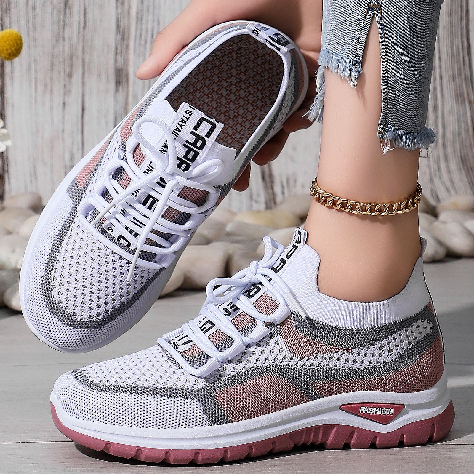 shoes women‘s shoes all-match new sports shoes mesh breathable casual pumps cross-border soft bottom comfortable lace up running shoes