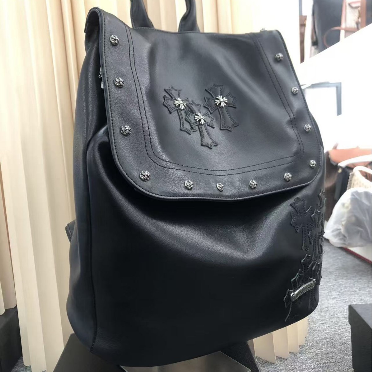 Trendy Brand Cross-Border Cross-Stitch Rivet Backpack for Men and Women, Fashionable Backpack, European and American Retro New Style Embroidery