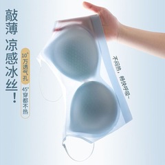 夏の薄いタイプの通気性の美背下着の女性の胸は集まっています。