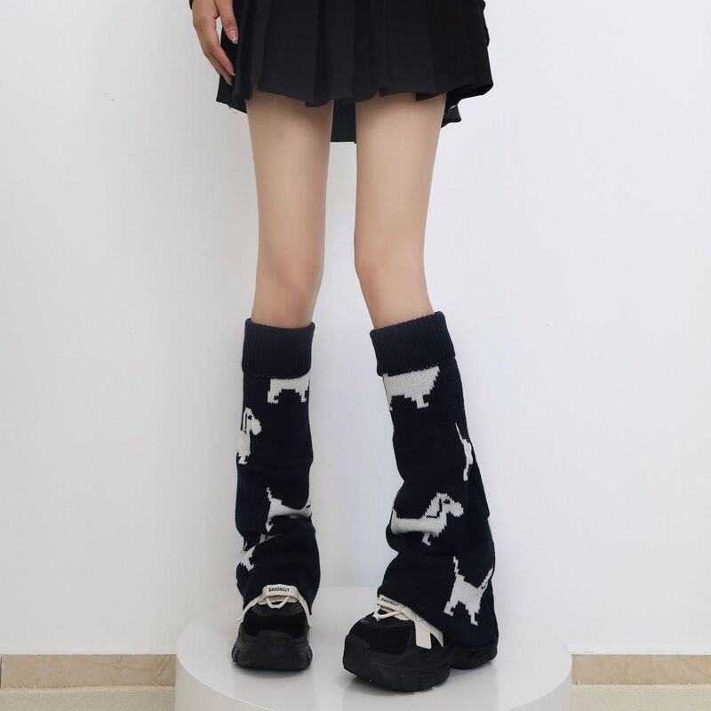 Autumn and Winter New Double-sided Wearing Dachshund Dog Design Wide Leg Socks Knitted Jacquard Y2K Stacked Socks Leg Cover for Women Autumn and Winter New Double-sided Wearing Dachshund Dog Design Wide Leg Socks Knitted Jacquard Y2K Stacked Socks Leg Cover for Women