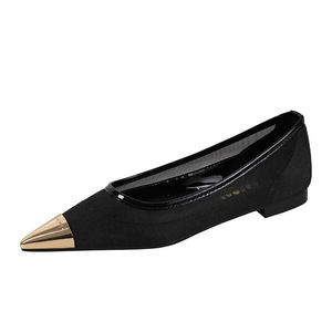 2162 Korean retro hollowed out mesh shallow mouth low heel women's shoes with metal pointed toe, one foot thick hee