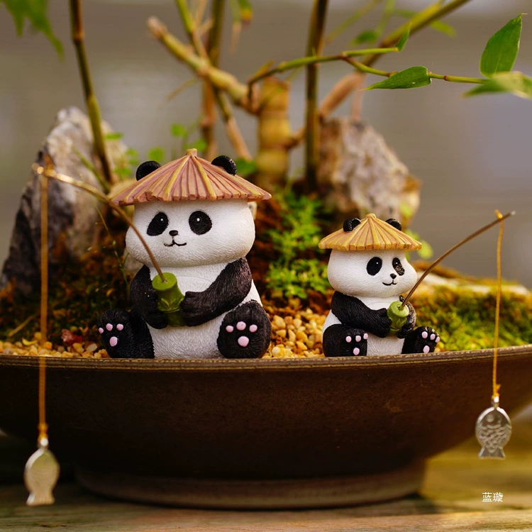 Экологический древний аквариум, аквариум с травой, аквариум для черепах, декоративные украшения для рыбалки с пандой, китайский каменный сад, ландшафтный дизайн пруда с рыбой с проточной водой