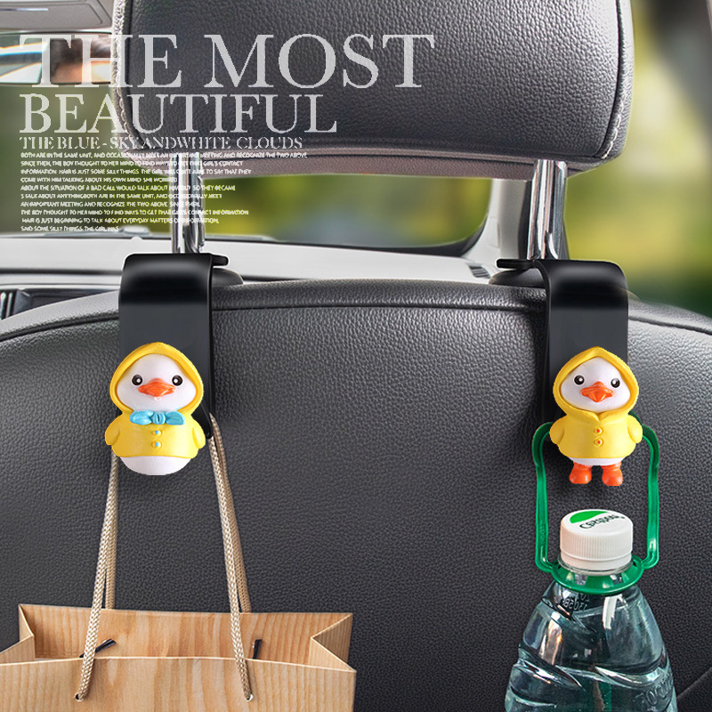 Gancho del asiento del patito amarillo de la celebridad de Internet Gancho pequeño del automóvil Gancho del automóvil Suministros de almacenamiento del automóvil Asiento trasero