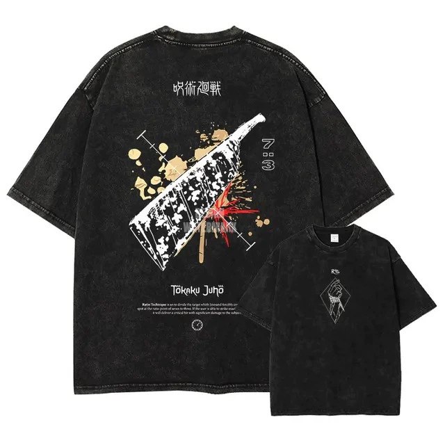 Футболка anime Jujutsu Kaisen ретро-варёная, принт Sukuna Choso Gojō, размеры S–XXXL