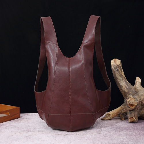 European and American retro Crazy Horse soft leather men's and women's Beetle bag backpack student trendy backpack school bag casual travel bag