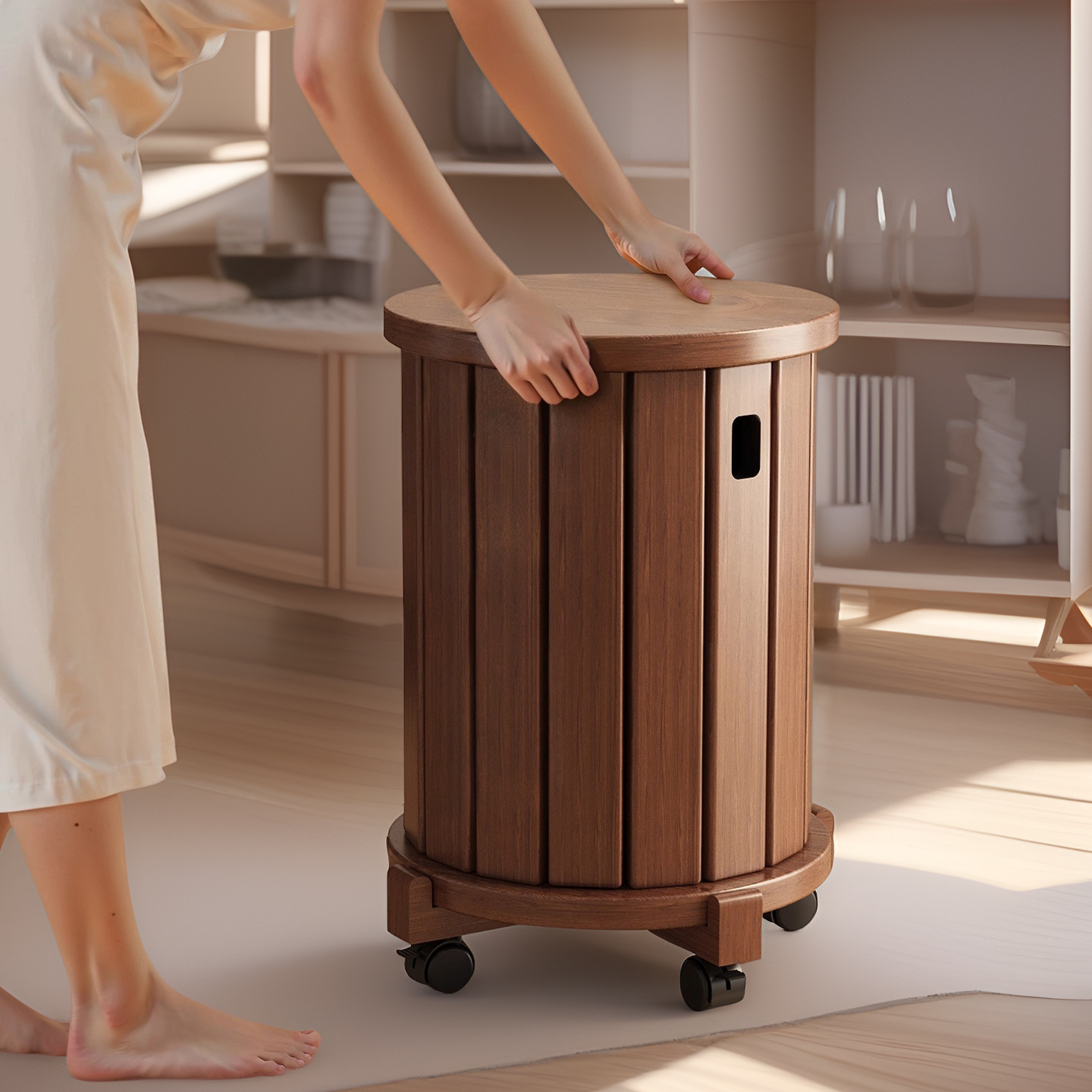 Taburetes redondos de madera sólida, taburetes combinados apilables para el hogar, taburetes de comedor modernos, taburetes de mesa de comedor, sala de estar, nuevo estilo chino de música apilada