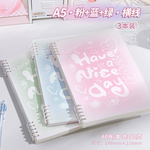 A5 · Pink+Blue+Green · horizontal line · 3 books · 360 pages