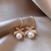 2 # Light luxury pearl bow earrings (real gold)