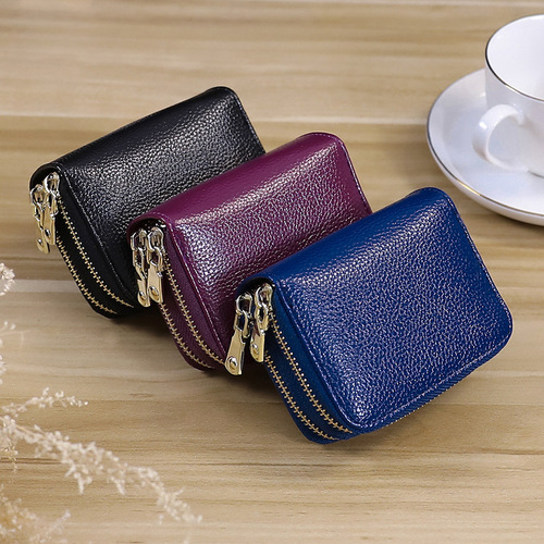 New creative large capacity double zipper accordion card holder European and American portable coin purse credit card holder advertising promotion
