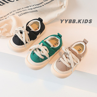 Korean Style Girls Canvas Shoes 2023 Autumn New Boys' Sneakers Kindergarten Children's Shoes Baby Shoes with Soft Sole