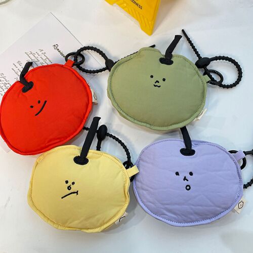 Emoji Apple Coin Purse Creative Fruit Headphone Storage Bag Cute Cartoon Cream Style Apple Bag LQB17