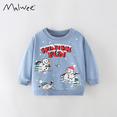 Malwee Boys' Sweatshirt Autumn New Patterned Round Neck European and American Children's Casual Long-Sleeved Underwear 