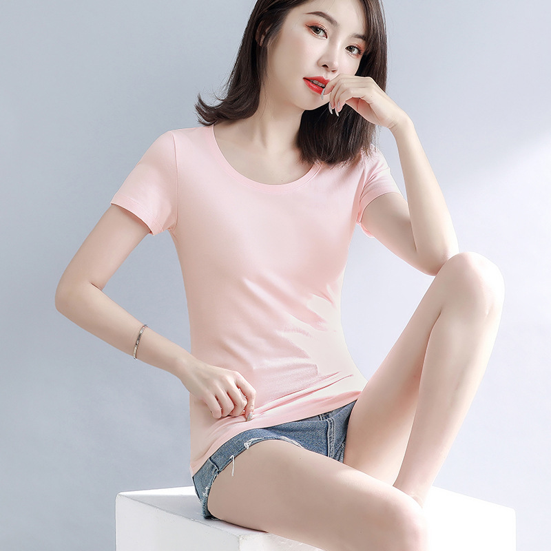 Lotus Pink Short-Sleeved T-Shirt for Women, Pure Cotton, Waist-Cinching, Summer 2026 Early Summer Outfit, Unique and Beautiful, Waist-Cinching, Versatile Top