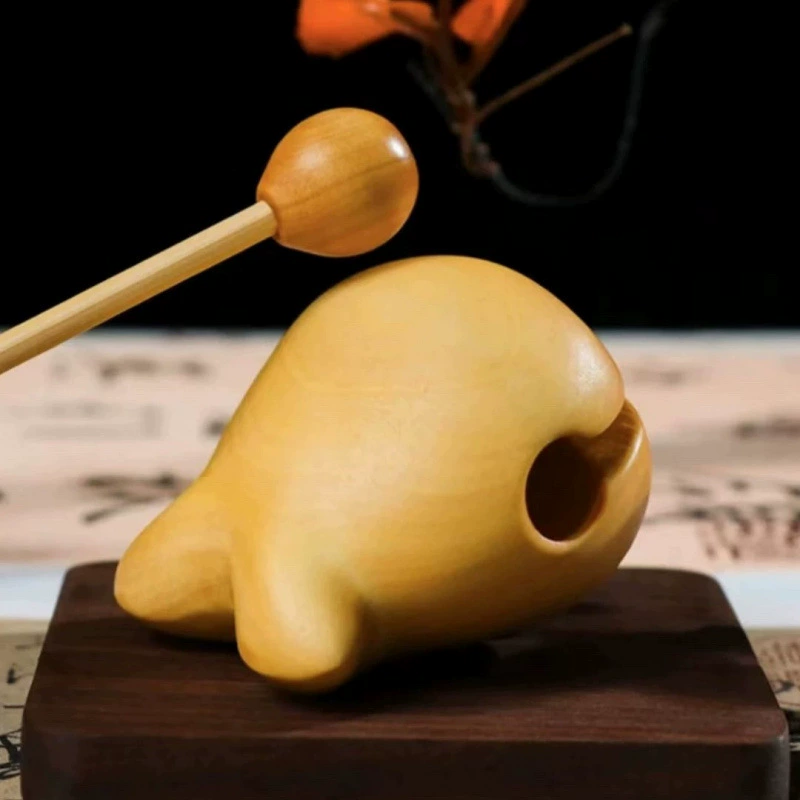 Резьба по дереву из самшита, рыба из цельного дерева, портативный ударный инструмент, медитация, снятие стресса, буддийский орнамент