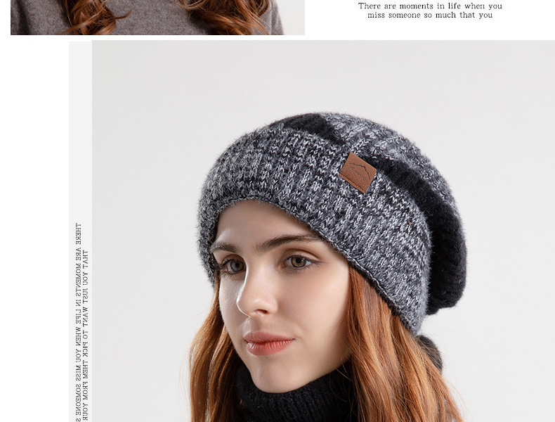 9971 Winter Bicolor Kinder Verdickter Warmer Gehörschutz Wollplüsch Hals Zweiteilige Strickmütze_voghion.com