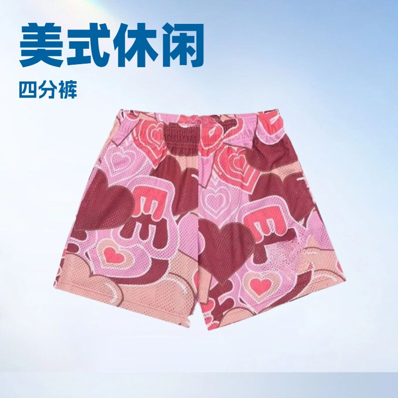 Trendy Casual Shorts, American-Style Basketball Shorts, Running Sports Fitness Loose Football Shorts, Mesh Quarter-Length Shorts