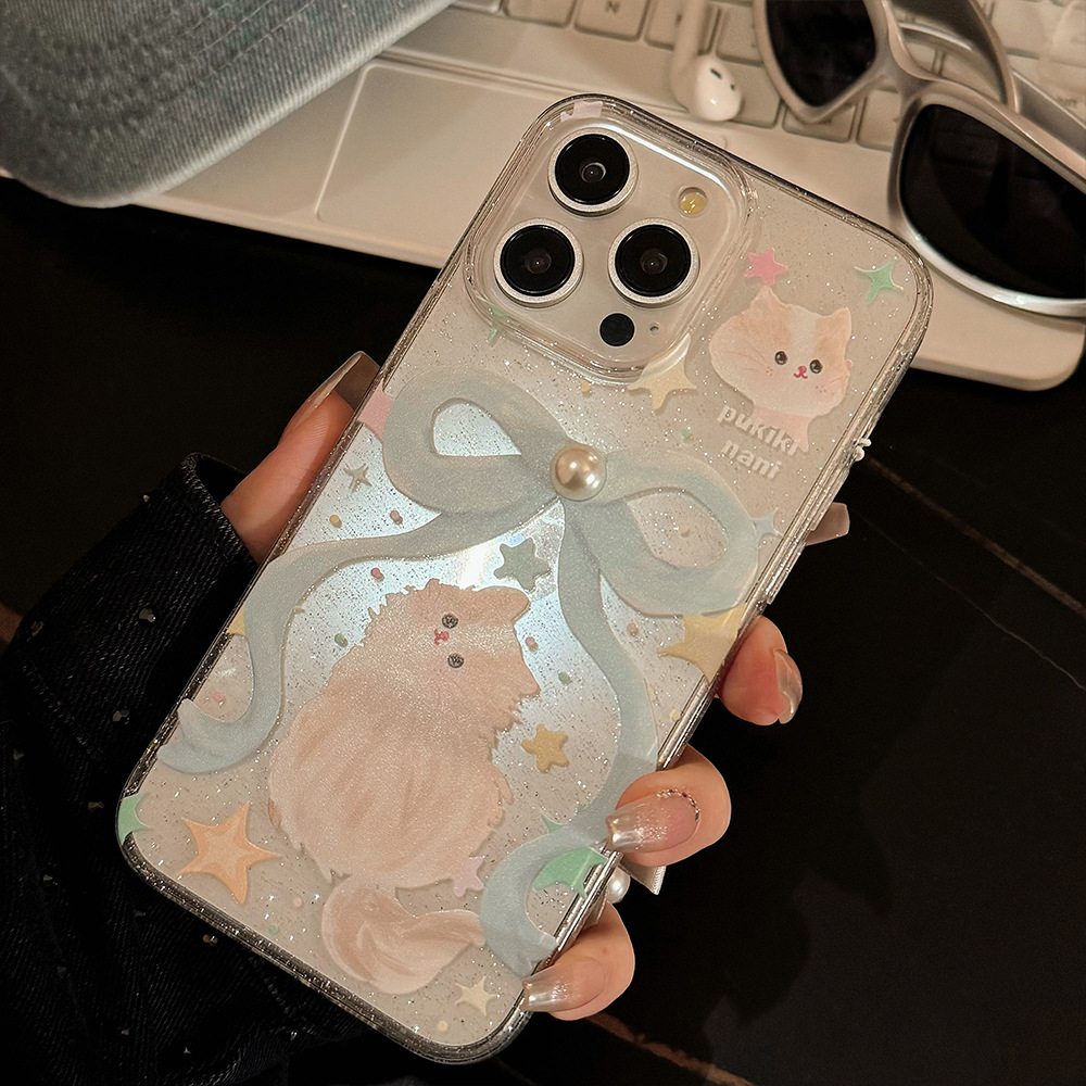 45g Weight iPhone Applicable Brands Phone Cases Classification tpu Material Cat, Bow Knot Pattern Cute Style Tpu Cat Bow Knot Cute Phone Cases Phone Accessories 5