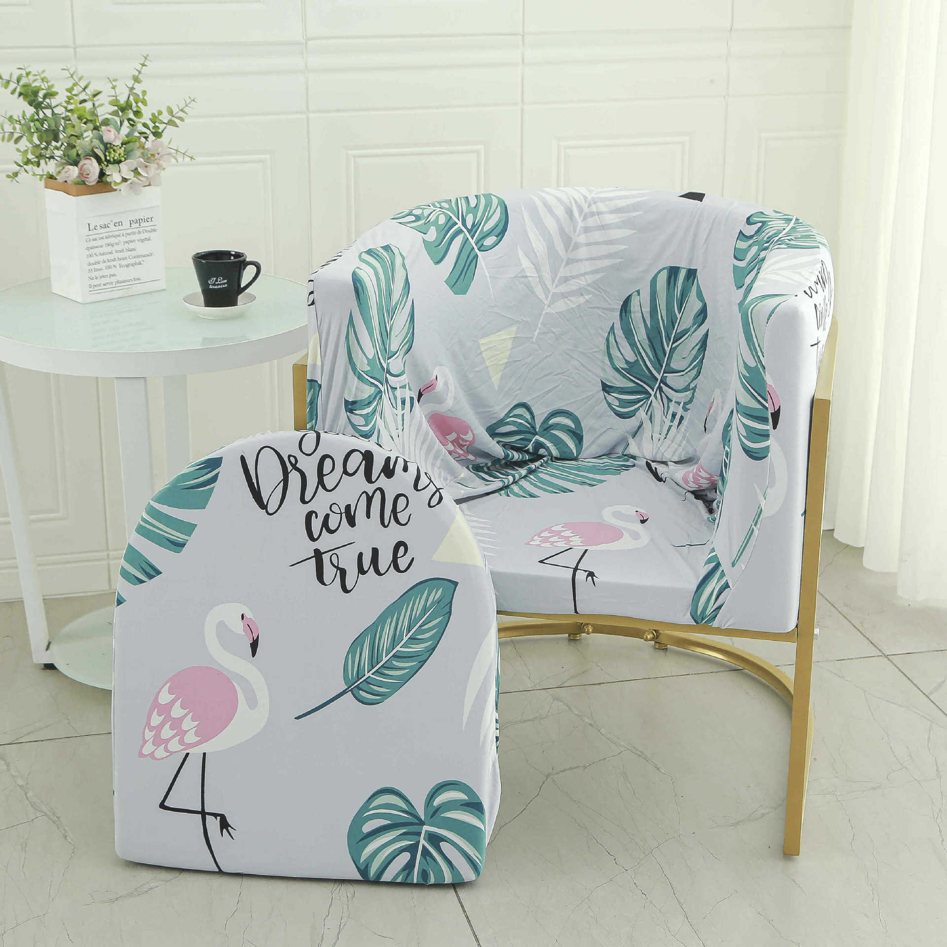 Cubierta de la silla de la mesa de comedor curva universal elástica 2024 nueva funda de la silla de uñas, respaldo, funda de sofá pequeña para el hogar