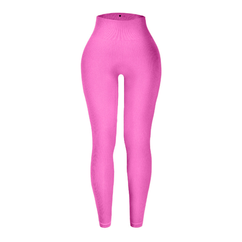 Pantalones cortos y largos de mujer ajustados y acanalados de estilo europeo y americano, de alta elasticidad, color liso, efecto levantamiento de glúteos, leggings de yoga y fitness.
