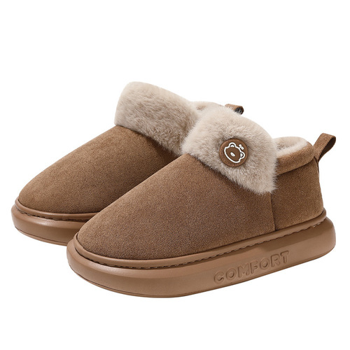Women's Winter Couple Casual Indoor Outdoor Slippers with Fleece Lining for Warmth and Anti-Slip, Wholesale