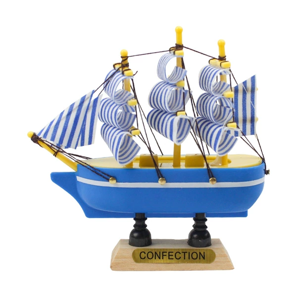 Small ordinary-plastic base blue sail boat